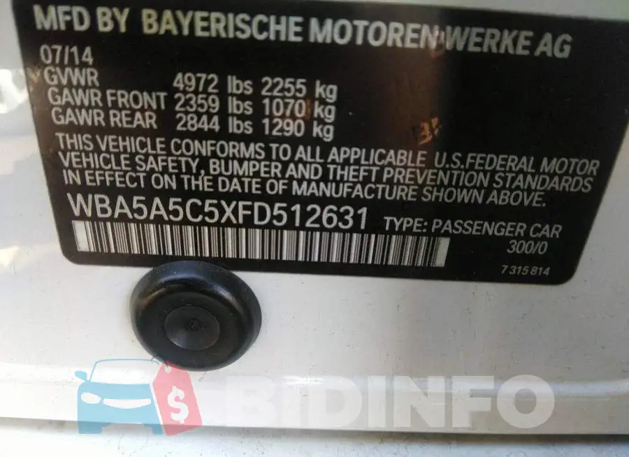 WBA5A5C5XFD512631 Photo# 9