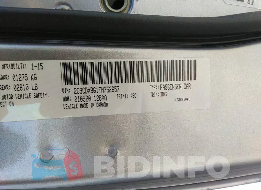 2C3CDXBG1FH752657 Photo# 9