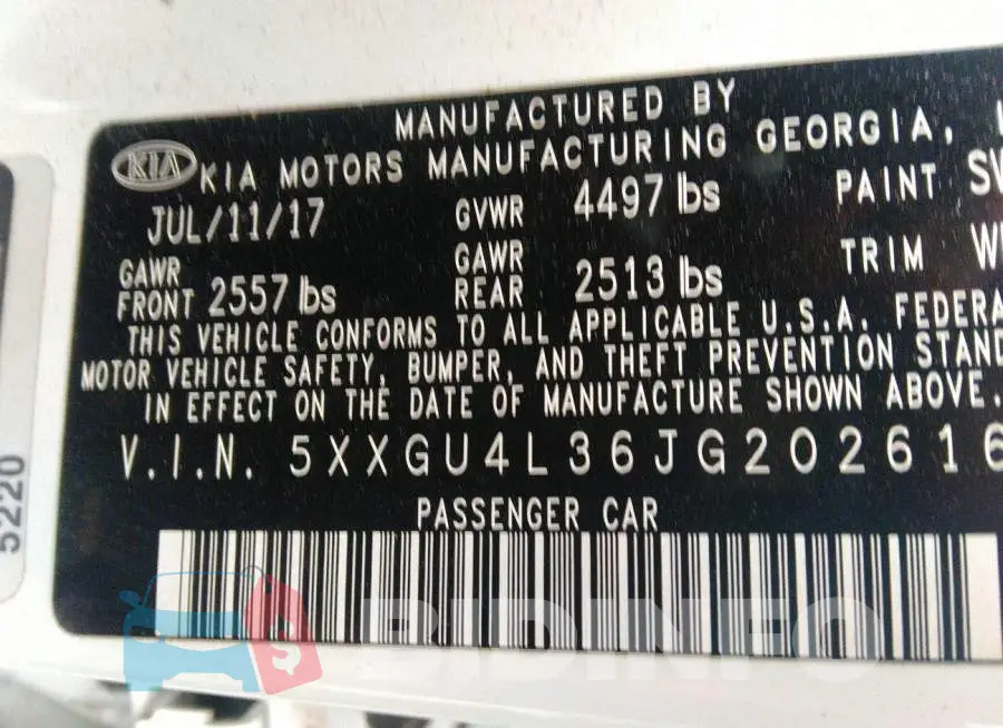 5XXGU4L36JG202616 Photo# 9
