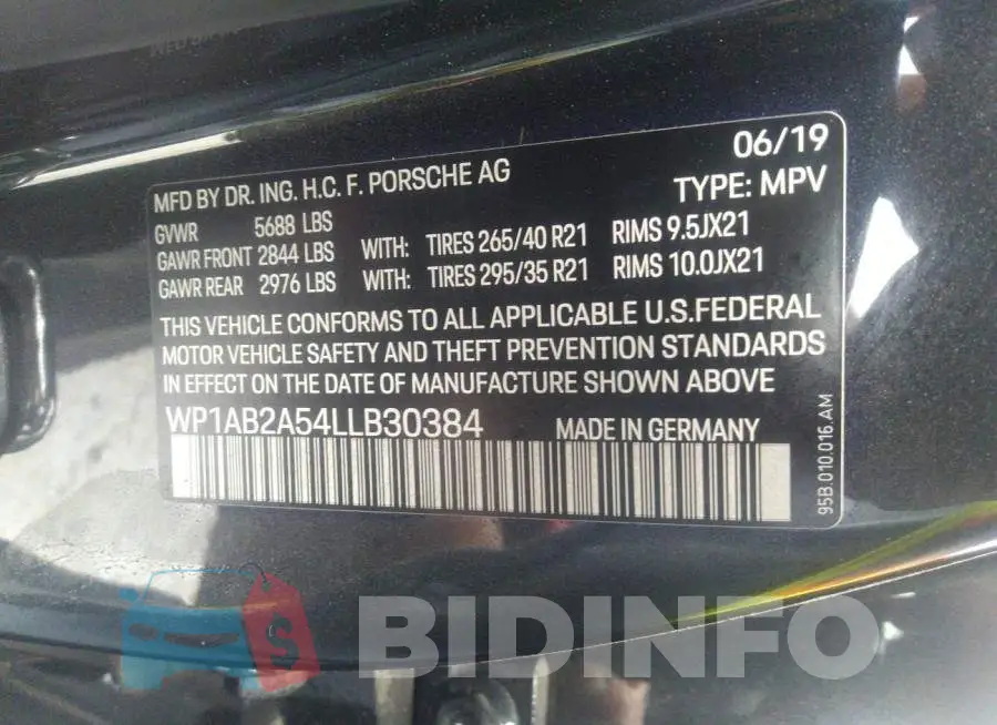 WP1AB2A54LLB30384 Photo# 9