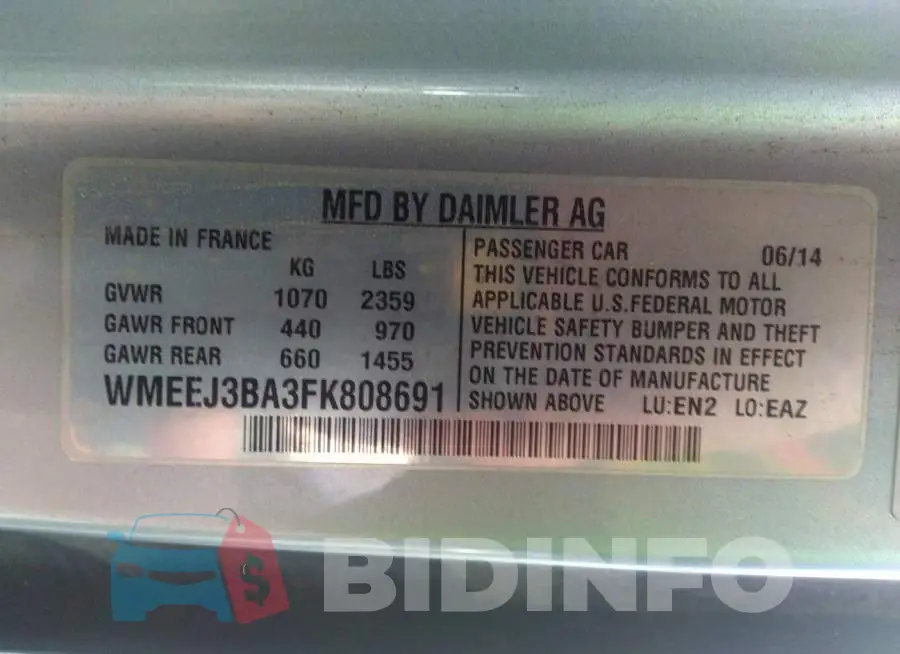 WMEEJ3BA3FK808691 Photo# 9