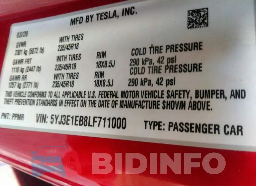 5YJ3E1EB8LF711000 Photo# 9