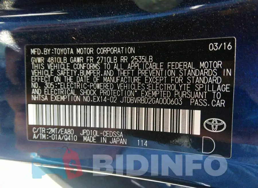 JTDBVRBD2GA000603 Photo# 9
