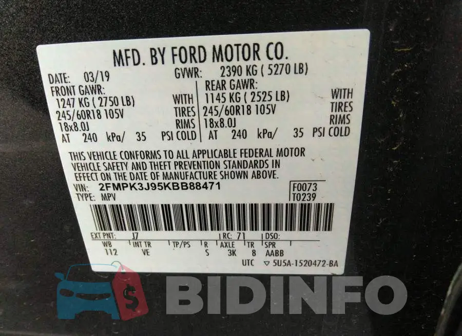 2FMPK3J95KBB88471 Photo# 9