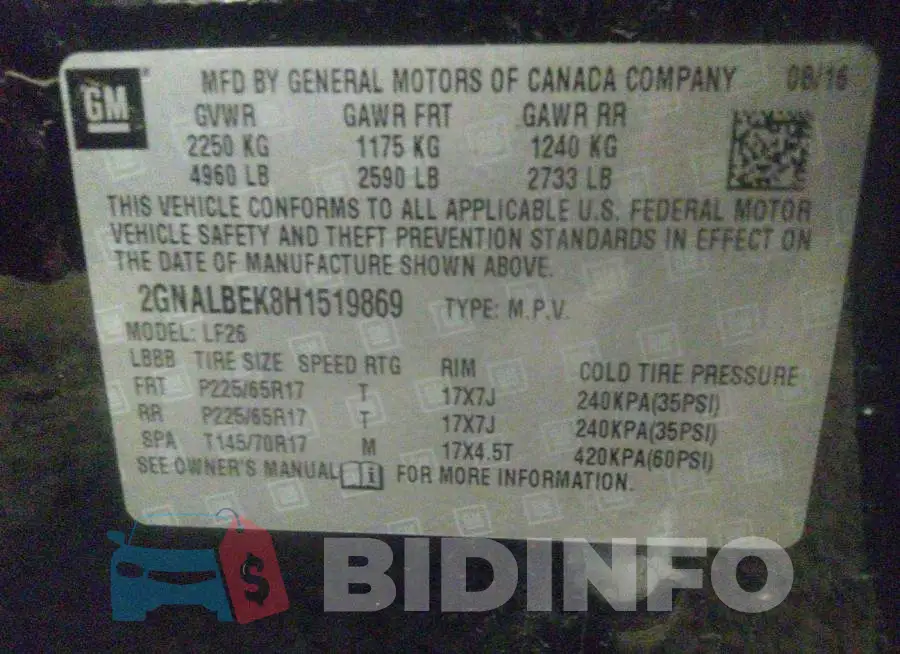 2GNALBEK8H1519869 Photo# 9