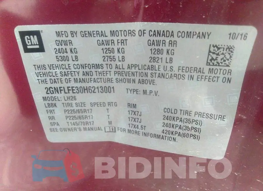 2GNFLFE30H6213001 Photo# 9