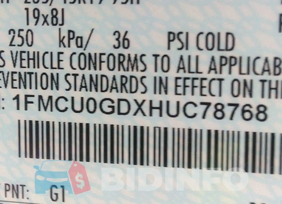 1FMCU0GDXHUC78768 Photo# 9