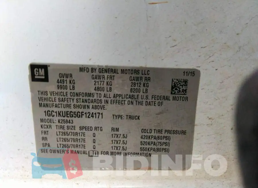 1GC1KUEG5GF124171 Photo# 9