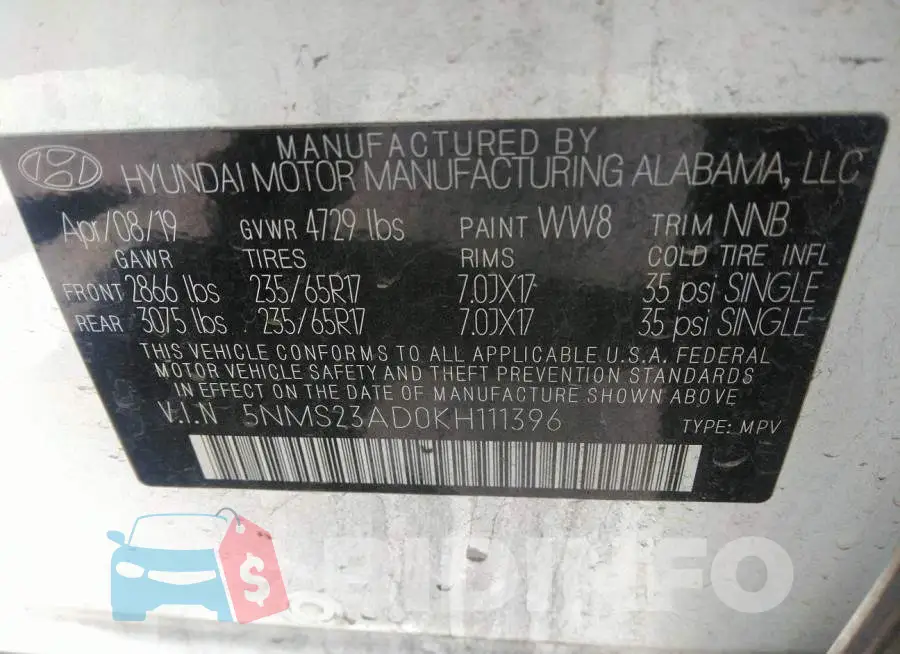 5NMS23AD0KH111396 Photo# 9