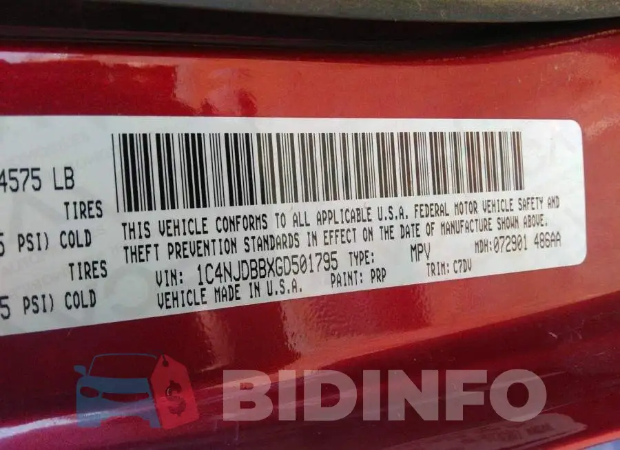 1C4NJDBBXGD501795 Photo# 9
