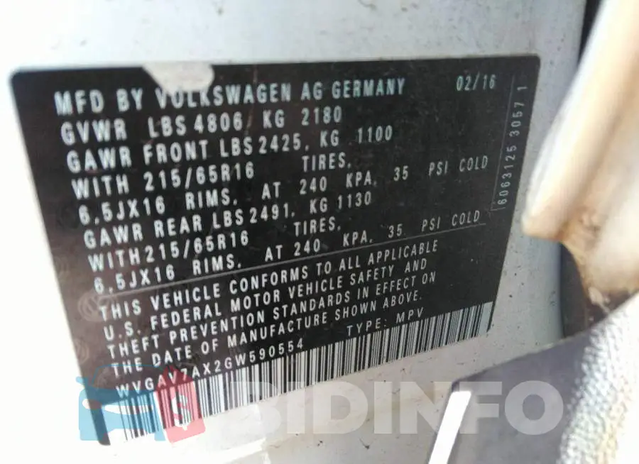 WVGAV7AX2GW590554 Photo# 9