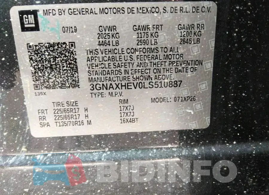3GNAXHEV0LS510887 Photo# 9