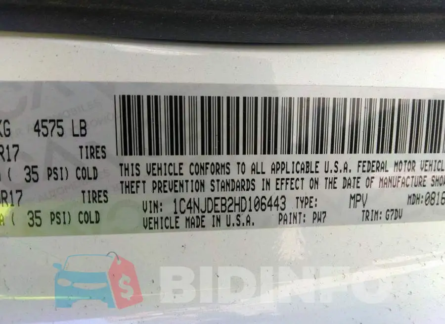 1C4NJDEB2HD106443 Photo# 9