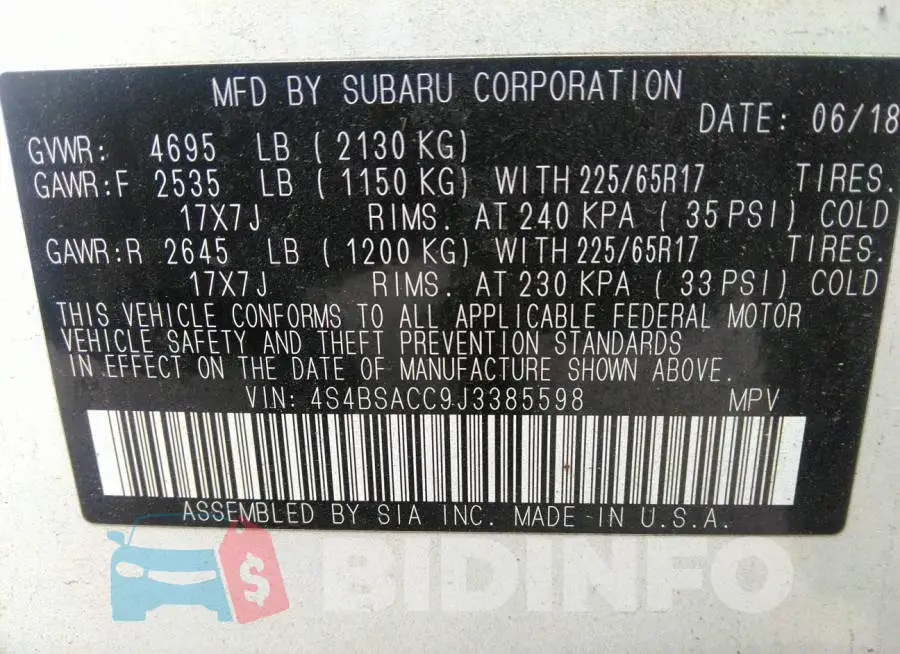 4S4BSACC9J3385598 Photo# 9