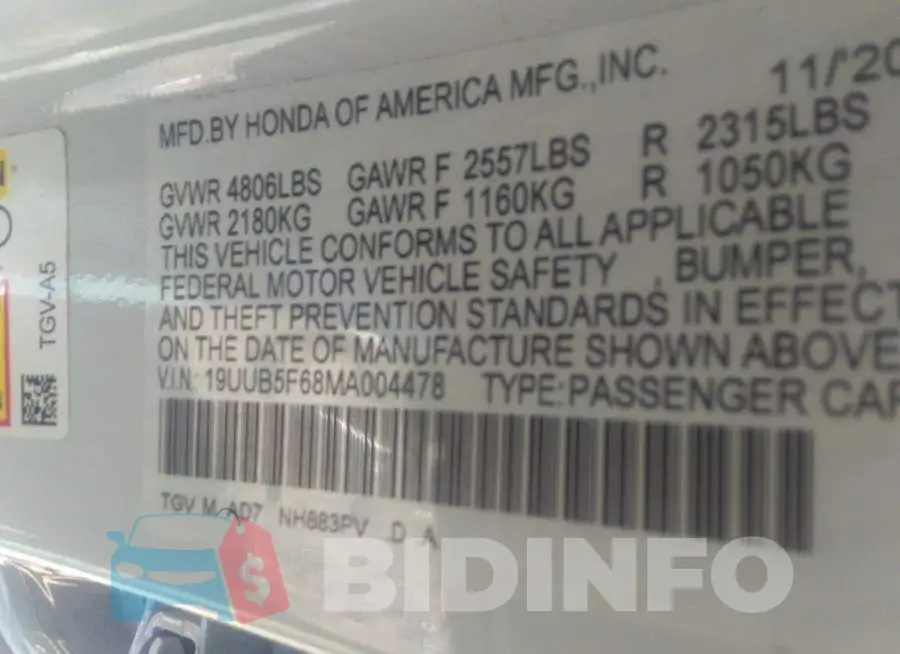 19UUB5F68MA004478 Photo# 9