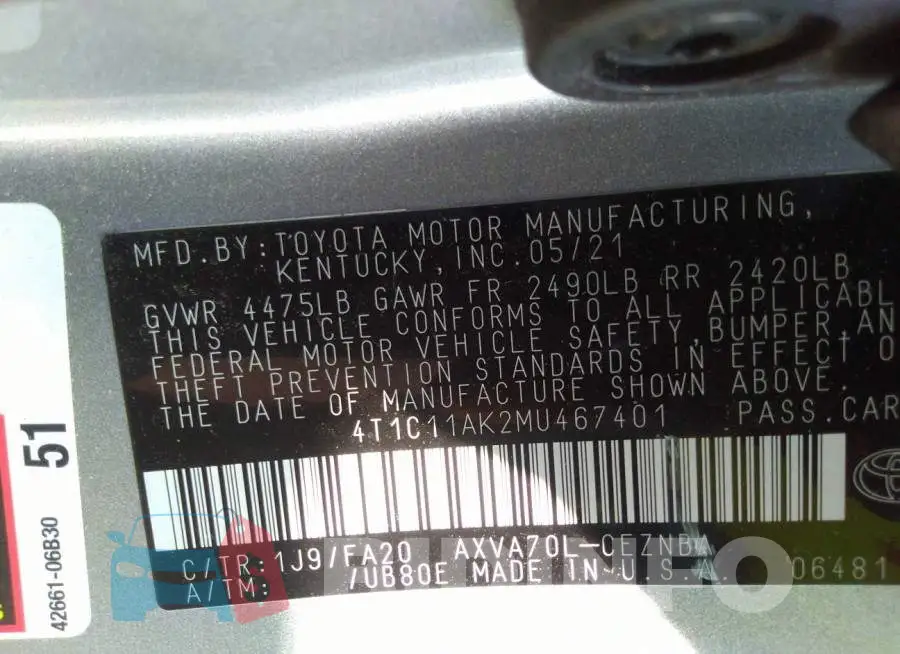 4T1C11AK2MU467401 Photo# 9