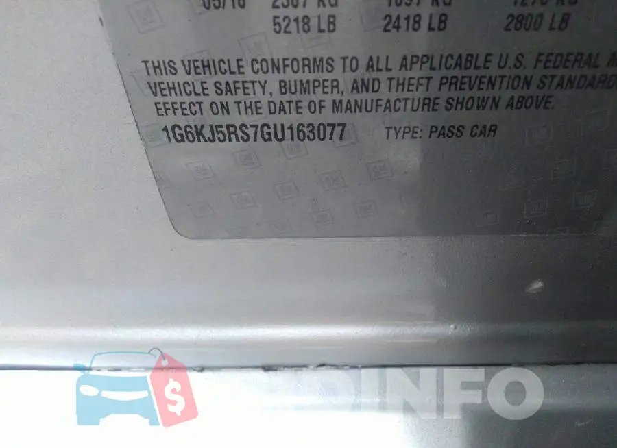 1G6KJ5RS7GU163077 Photo# 9