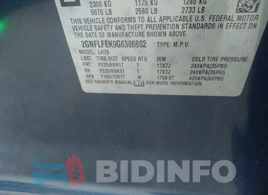 2GNFLFEK9G6306802 Photo# 9
