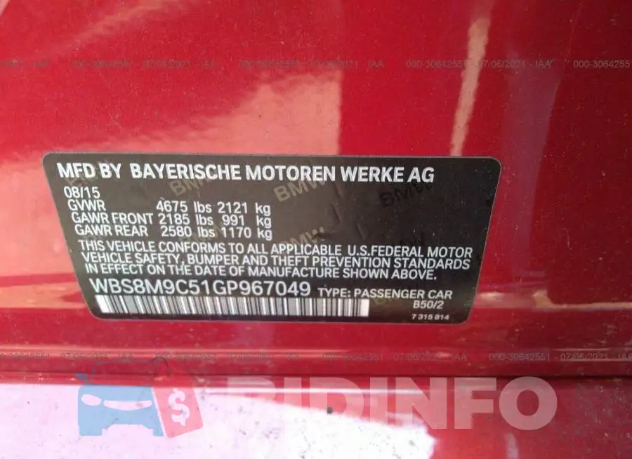 WBS8M9C51GP967049 Photo# 9