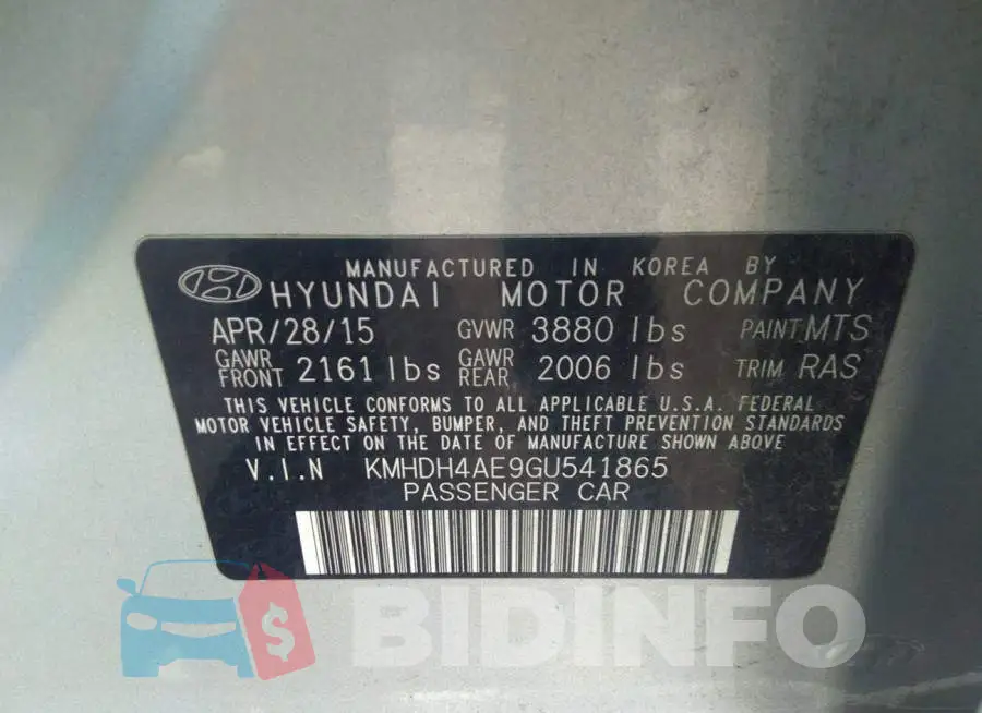 KMHDH4AE9GU541865 Photo# 9