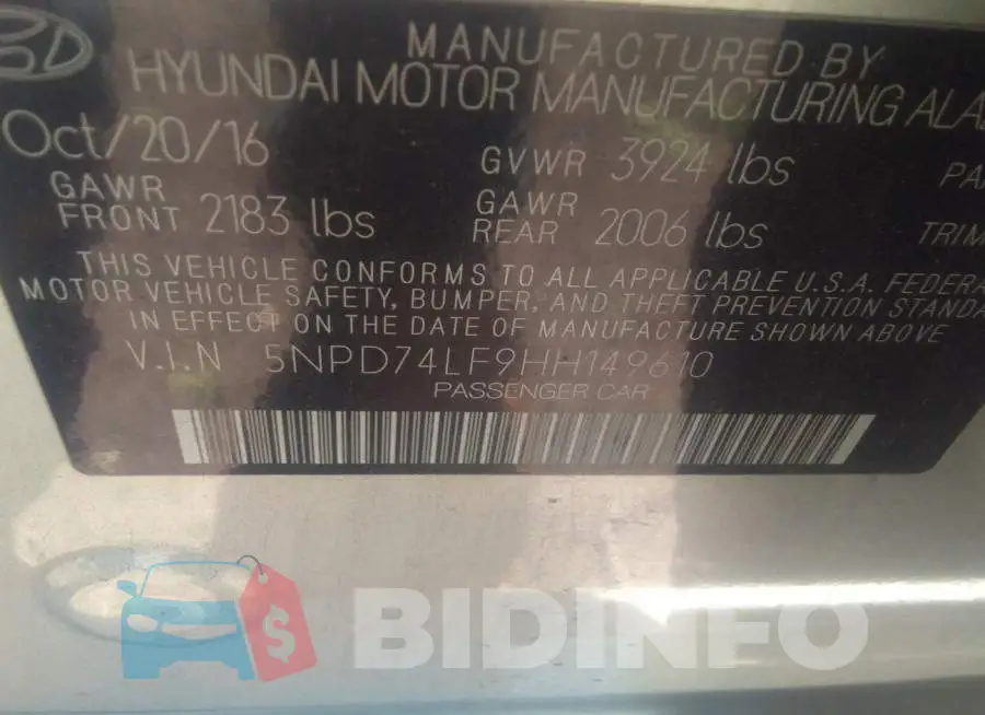 5NPD74LF9HH149610 Photo# 9