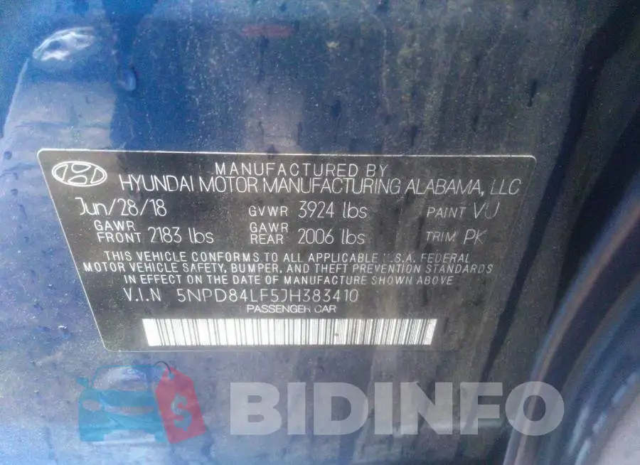 5NPD84LF5JH383410 Photo# 9