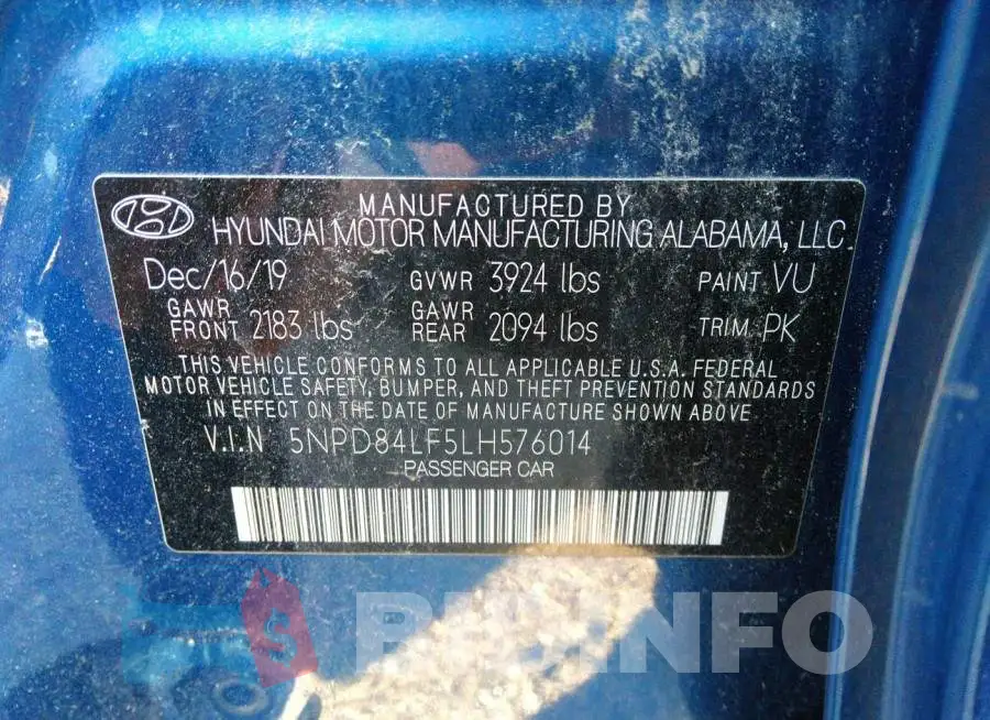 5NPD84LF5LH576014 Photo# 9