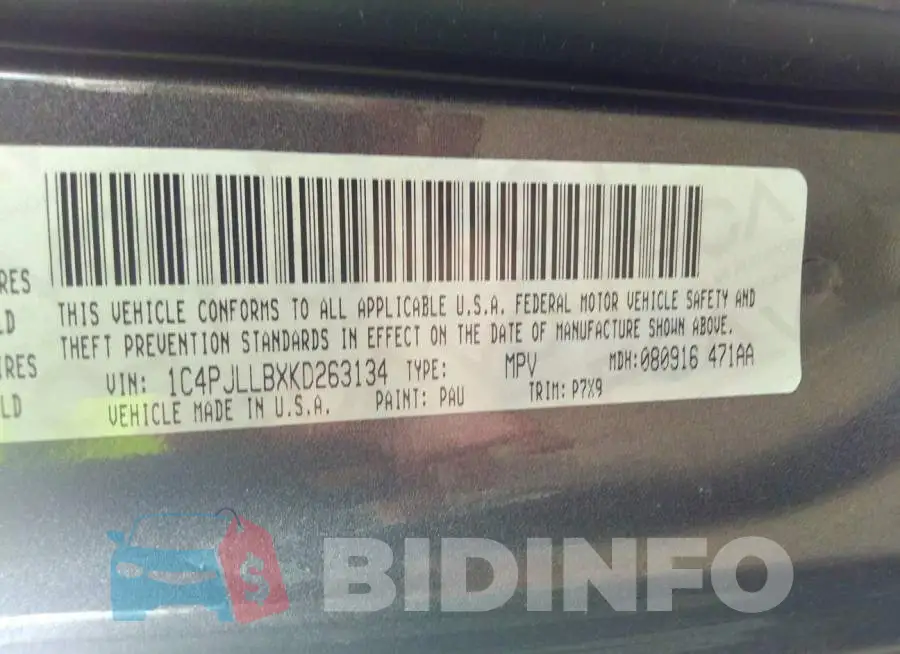1C4PJLLBXKD263134 Photo# 9