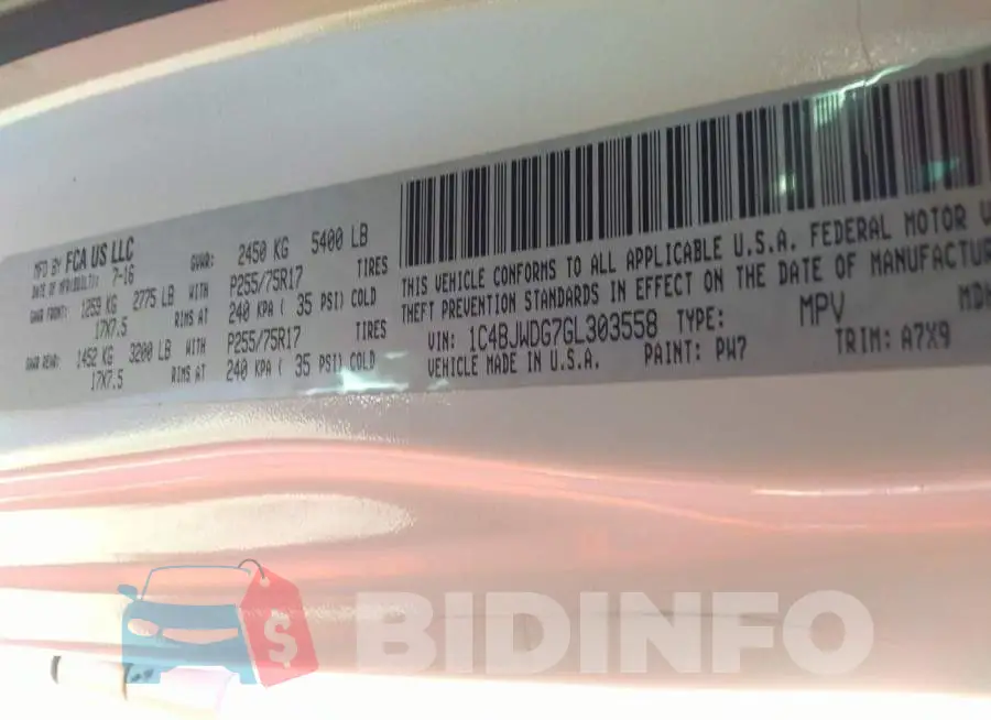 1C4BJWDG7GL303558 Photo# 9