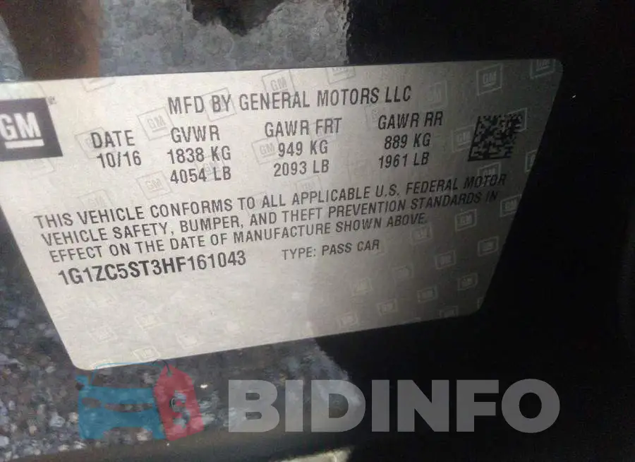 1G1ZC5ST3HF161043 Photo# 9