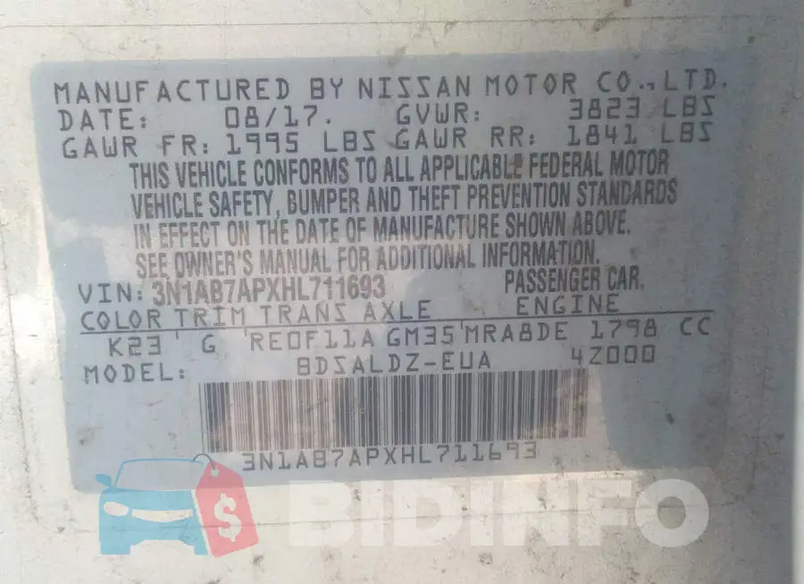 3N1AB7APXHL711693 Photo# 9