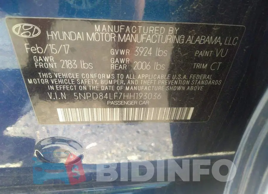 5NPD84LF7HH193036 Photo# 9