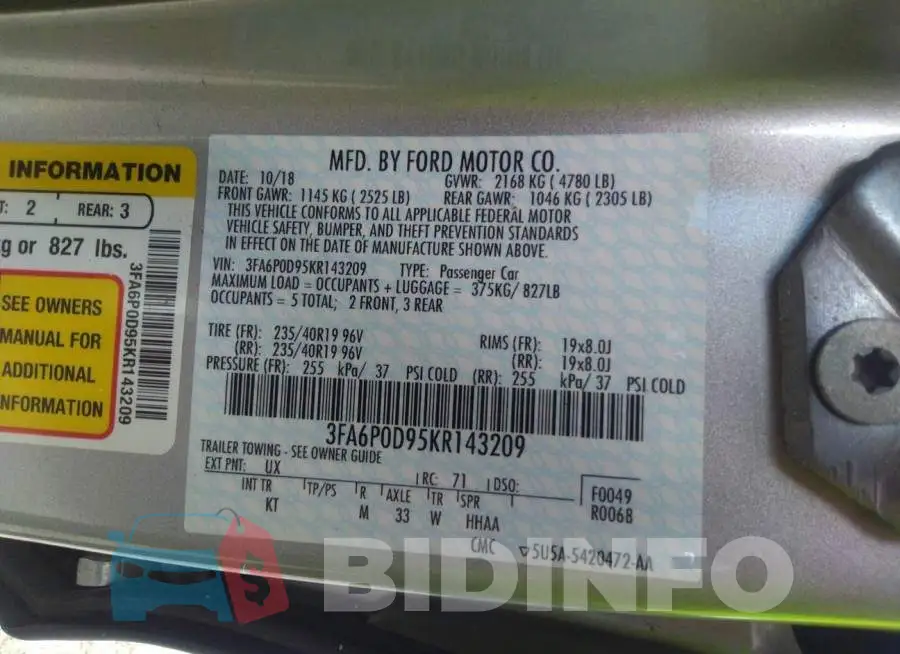 3FA6P0D95KR143209 Photo# 9