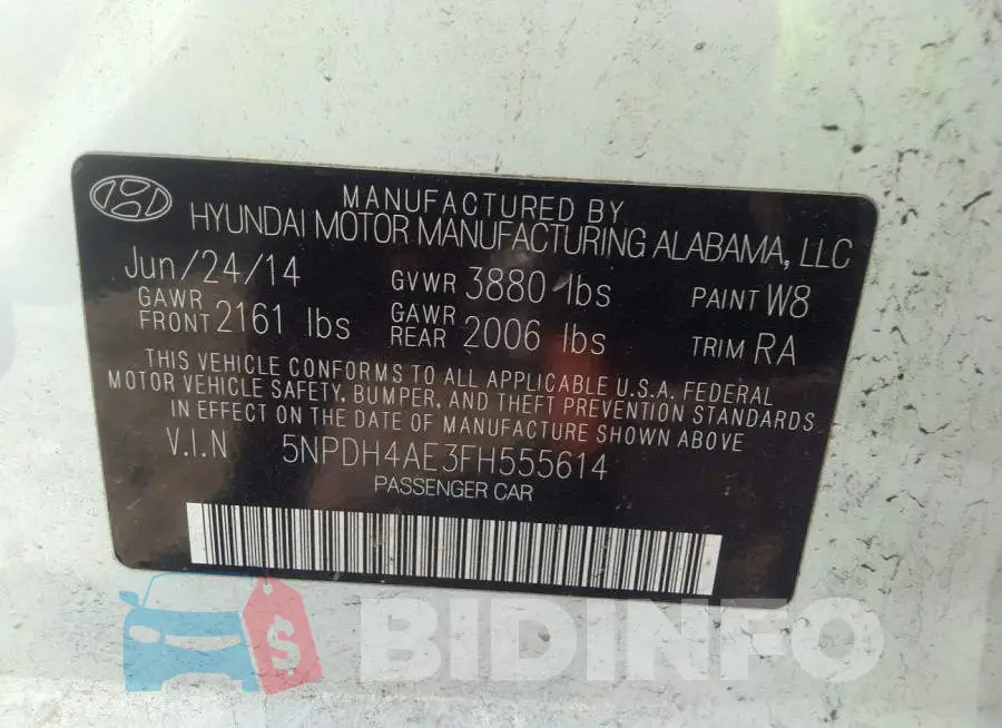 5NPDH4AE3FH555614 Photo# 9