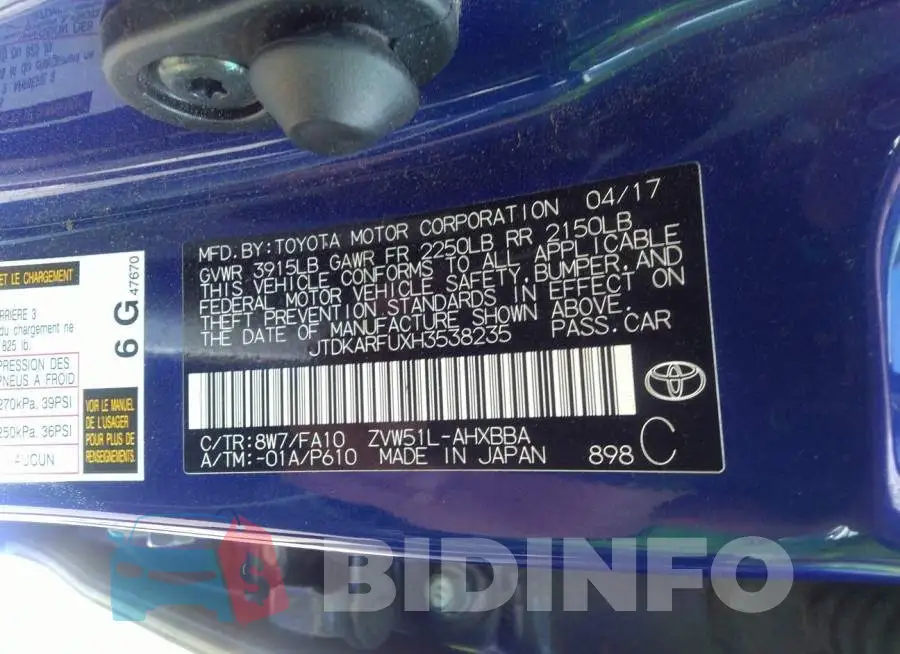 JTDKARFUXH3538235 Photo# 9