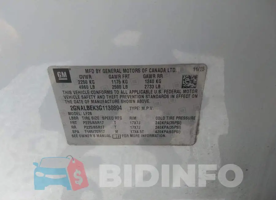 2GNALBEK3G1130894 Photo# 9