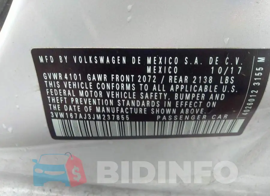 3VW167AJ3JM237855 Photo# 9