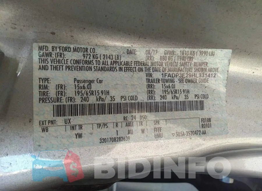 1FADP3E29HL331412 Photo# 9