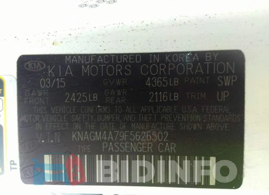 KNAGM4A79F5626502 Photo# 9