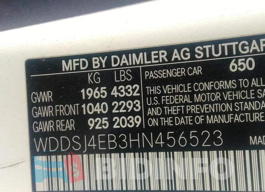 WDDSJ4EB3HN456523 Photo# 9