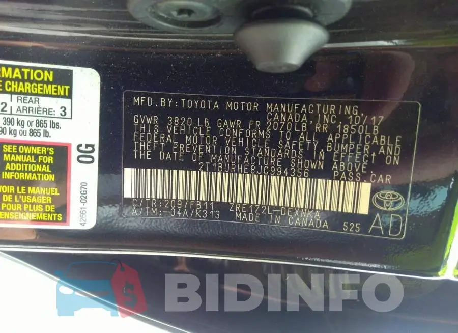 2T1BURHE8JC994356 Photo# 9
