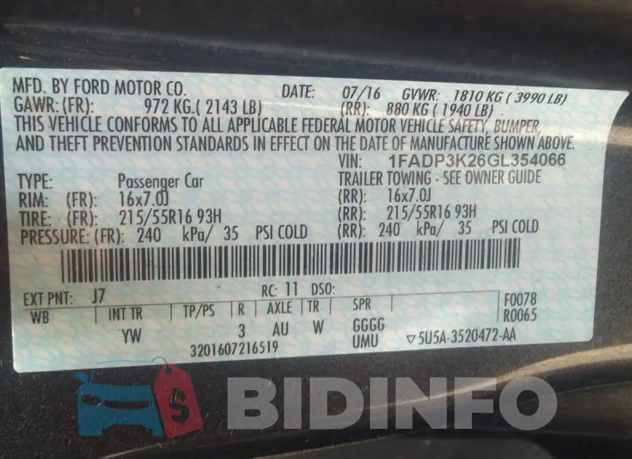 1FADP3K26GL354066 Photo# 9