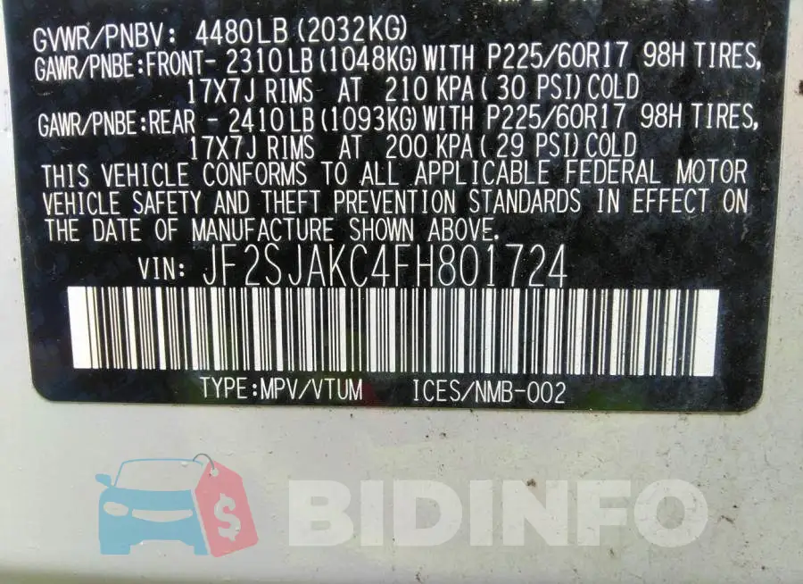 JF2SJAKC4FH801724 Photo# 9