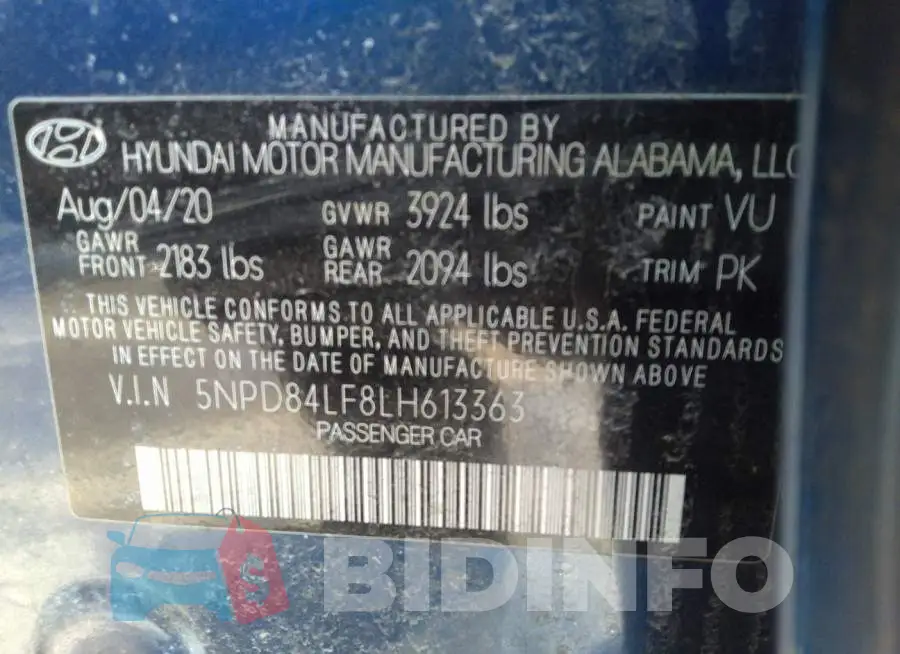 5NPD84LF8LH613363 Photo# 9