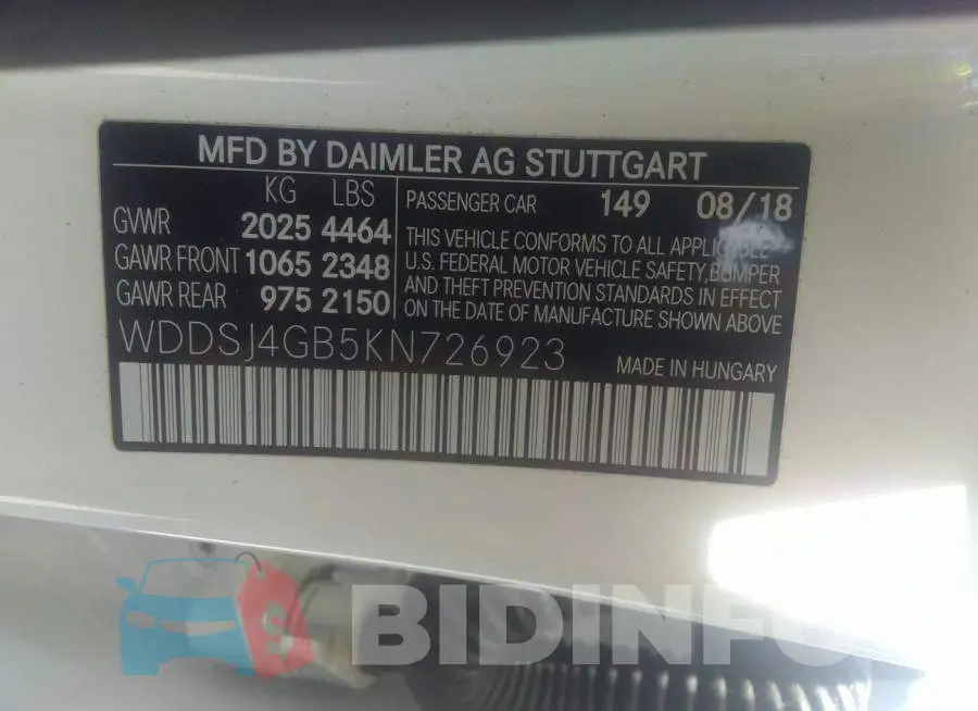 WDDSJ4GB5KN726923 Photo# 9