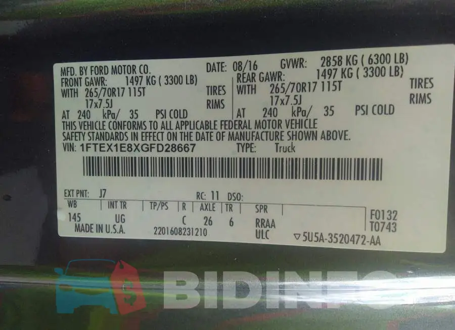1FTEX1E8XGFD28667 Photo# 9