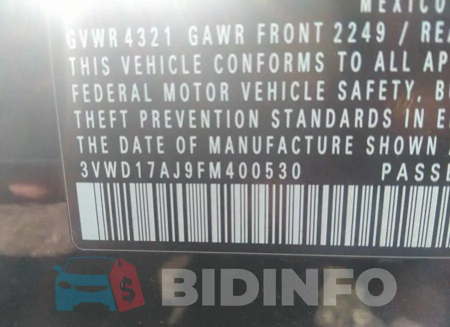 3VWD17AJ9FM400530 Photo# 9