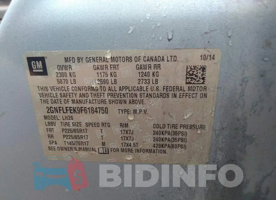 2GNFLFEK9F6184750 Photo# 9
