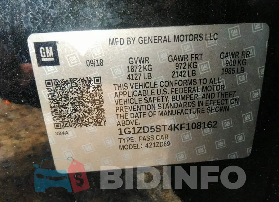 1G1ZD5ST4KF108162 Photo# 9