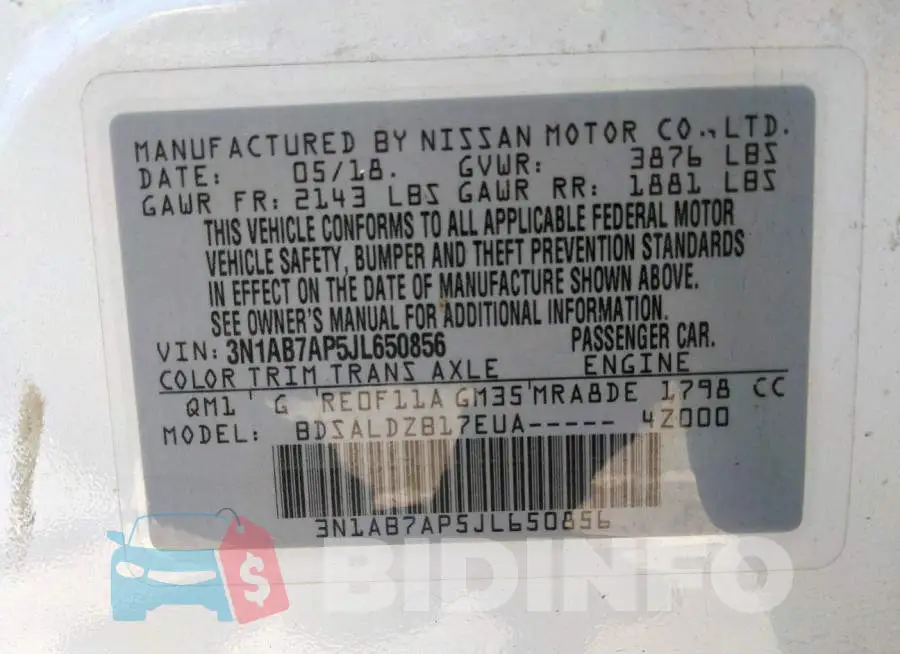 3N1AB7AP5JL650856 Photo# 9
